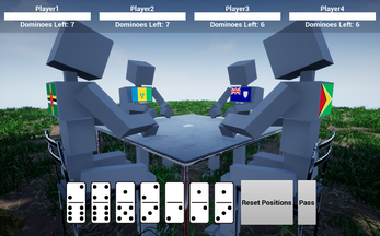 Game Characters Playing Dominoes in a field